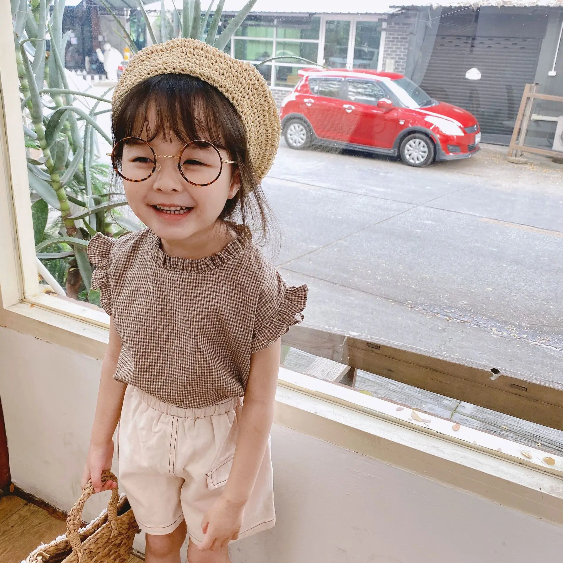 Летнее платье для маленьких девочек симпатичное детское без рукавов клетчатый