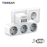tessan eu kr plug power strip with 3 outlet extender and 3 usb ports wall charger usb adapter electrical socket for office home
