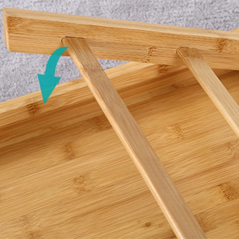 Laptop Desk Table Adjustable Phoebe Bamboo Foldable Breakfast Serving Bed Tray with Tilting Top Drawer,Lazy Table