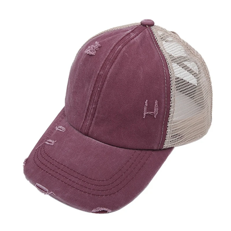 2020 Ponytail Baseball Cap Messy Bun Hats For Women Washed Cotton Snapback Caps Casual Summer Sun Visor Outdoor Hat