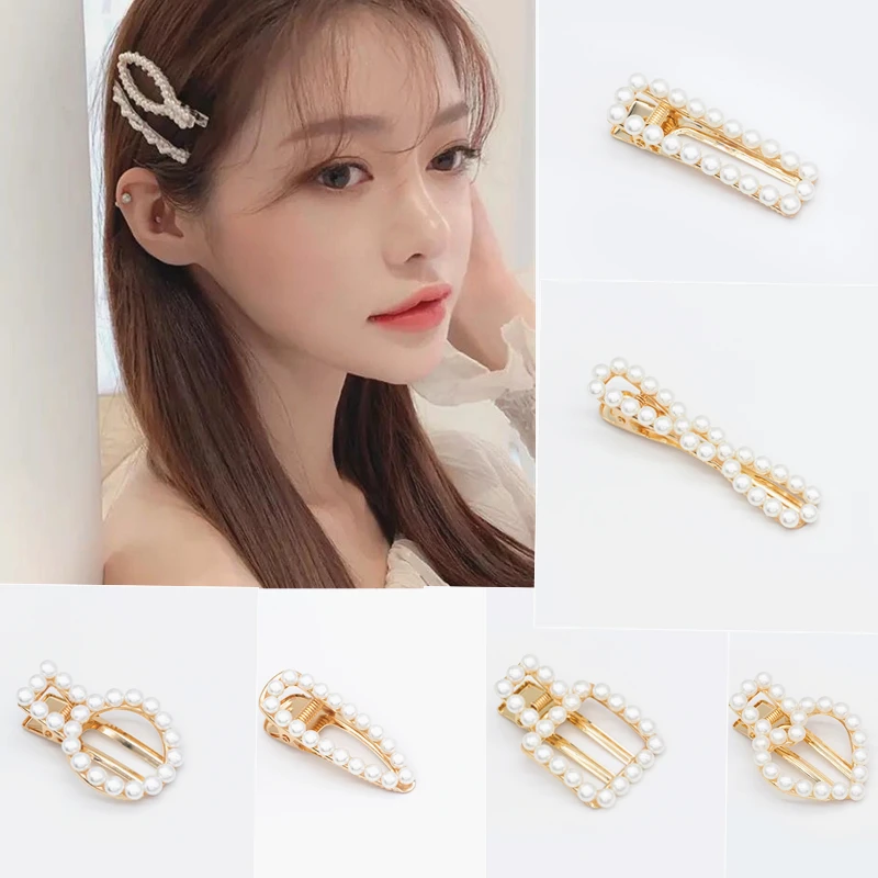 

2019 Fashion Pearl Beads Hair Clip Barrette Handmade Stick Hair Clips Hairpin For Girls Hair Accessories Styling Tool
