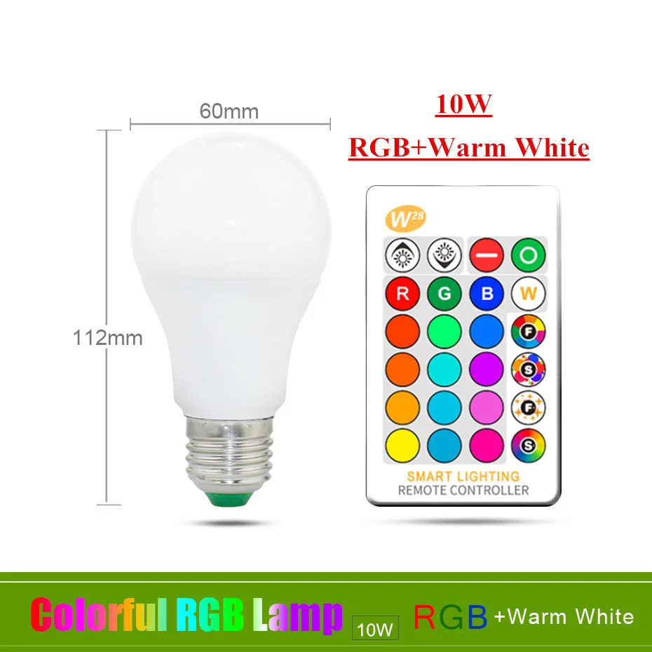 E27 10W CW E27 E14 RGB Светодиодная лампа 3W 5 Вт 10 Вт 15 Вт с регулируемой яркостью 16 цветов, волшебная лампа Gu10 AC 220 В 110 В, RGB белый ИК-пульт дистанционного управления, ночной Светильник C3 - Испускаемый цвет: E27 10W CW