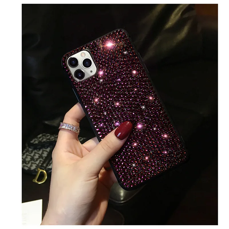 Модный черный мягкий чехол с блестящими стразами для iPhone 11 Pro XS Max XR X 8 7 6 6S Plus SE 2020