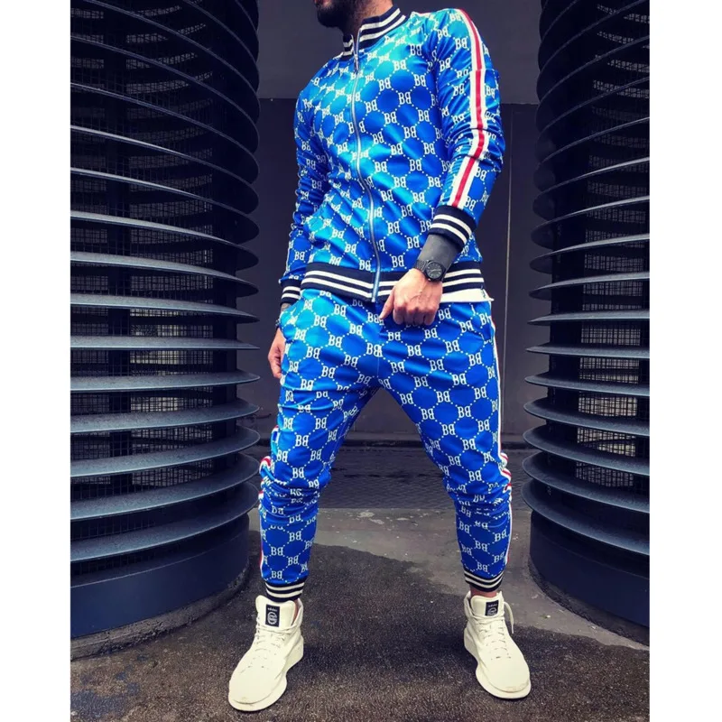 

2022 New Men's Fashion Suit 2-piece Sportswear Men's Jacket + Pants Pullover Sportswear Gentleman Plaid