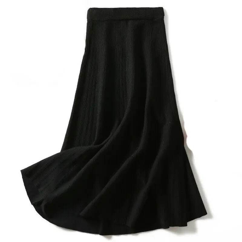Женская элегантная вязаная плиссированная юбка с высокой талией простая Офисная