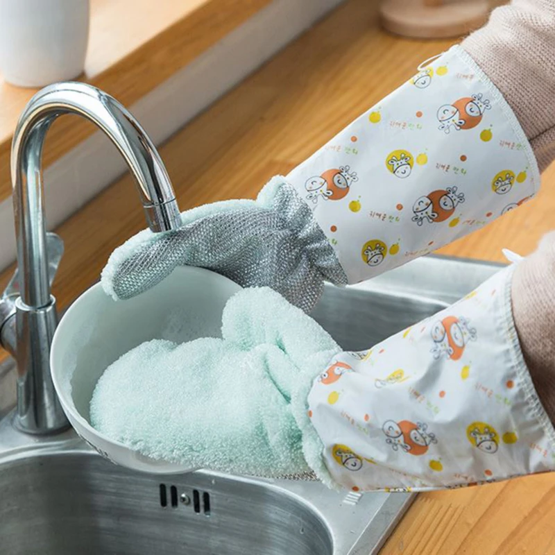 Пищевые полиэфирные перчатки для мытья посуды толстые прочные удобные