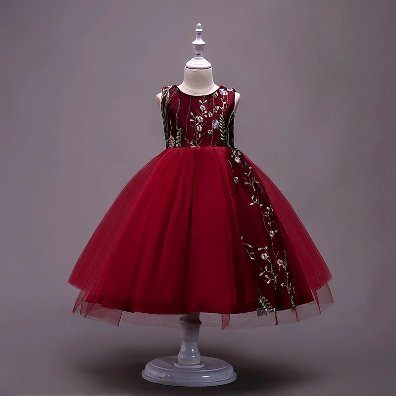 

It's YiiYa Flower Girl Dresses 5 Colors Sleeveless Ball Gown Elegant O-Neck Floor Length Dresses Kids Party Pageant Dresses 825