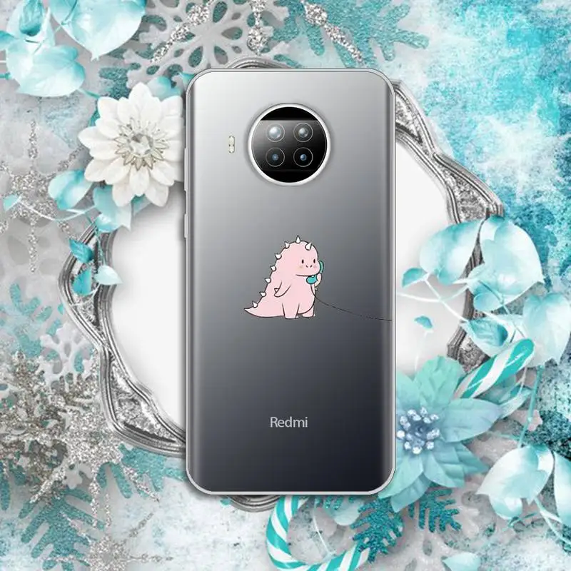 

Cute Cartoon Animal Dinosaur Couple Phone Case Transparent for Xiaomi Redmi note 10 t 8 9 pro lite 11