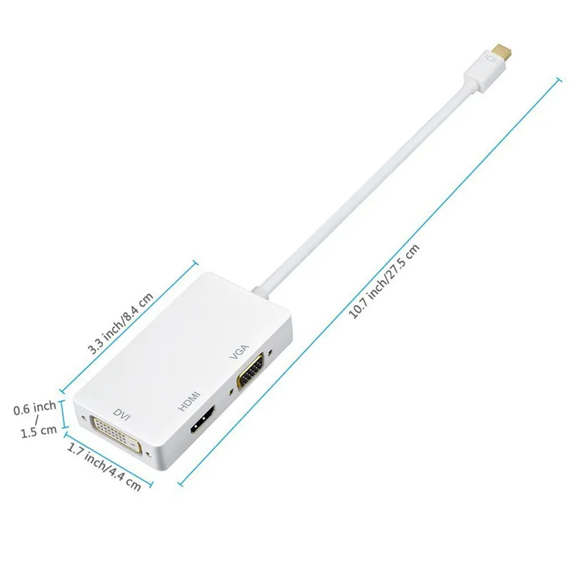 

3 in 1 Display Port DP To HDMI-Compatible DVI VGA Adapter Cable 1080P Converter Connector For PC Projector Laptop HDTV