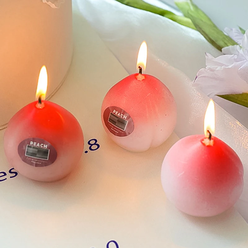 1pcs Artificial Peach Candle Romantic Cute Soy Wax Aromatherapy Small Scent Relaxing Birthday Wedding Party Gift Home Decoration | Дом и сад