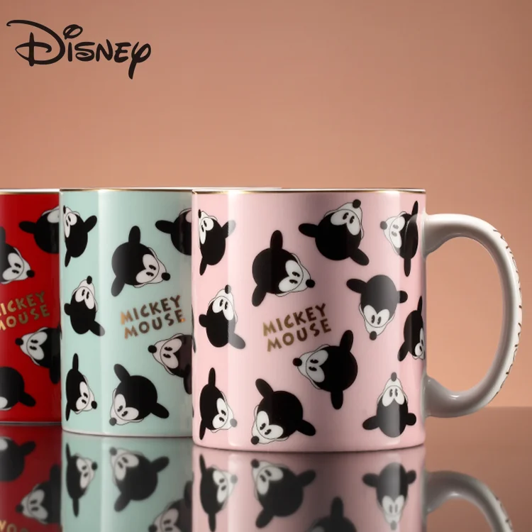 

Disney Mugs Fashion Mickey Mugs with lid and spoon ceramic mug Home office coffee mug large capacity heat resistant milk mug