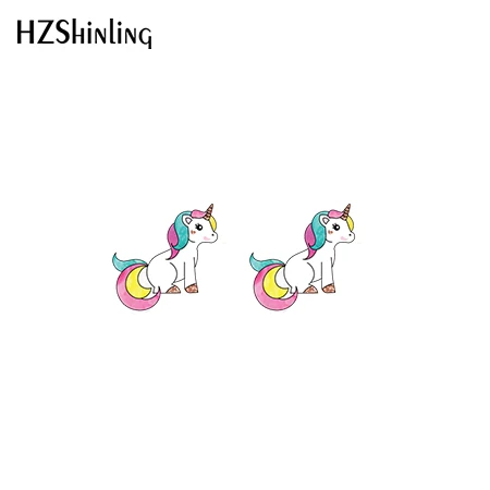 13 Новинка милые акриловые серьги в виде единорога Детские полимерная серьга в виде единорога эпоксидные серебряные серьги-гвоздики - Окраска металла: 13