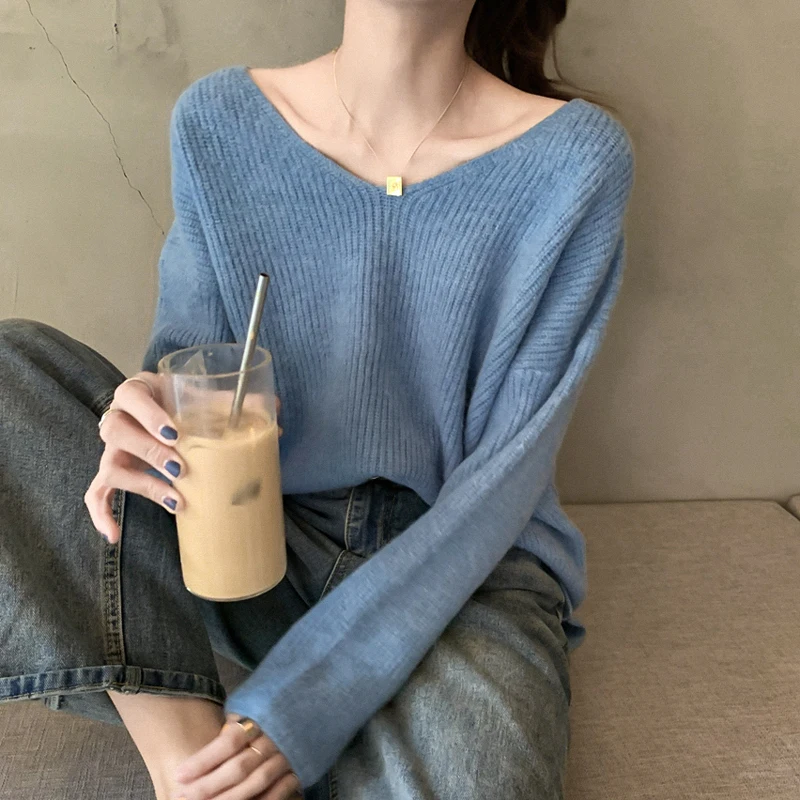 Женский вязаный свитер BGTEEVER повседневный Универсальный Свободный пуловер с