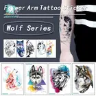 Личность властный волк головы Arm для боди-арта Водонепроницаемый временная татуировка Стикеры для Для женщин мужчин переводятся с помощью воды, поддельные татуировки