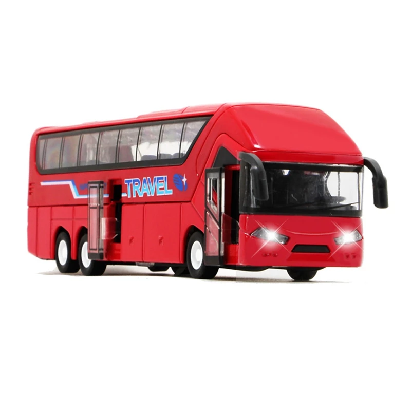 

Высокая моделирования сплава автобус в масштабе сплава Отступить Игрушечные Машинки, подача сигнала при открытой двери модель автобуса