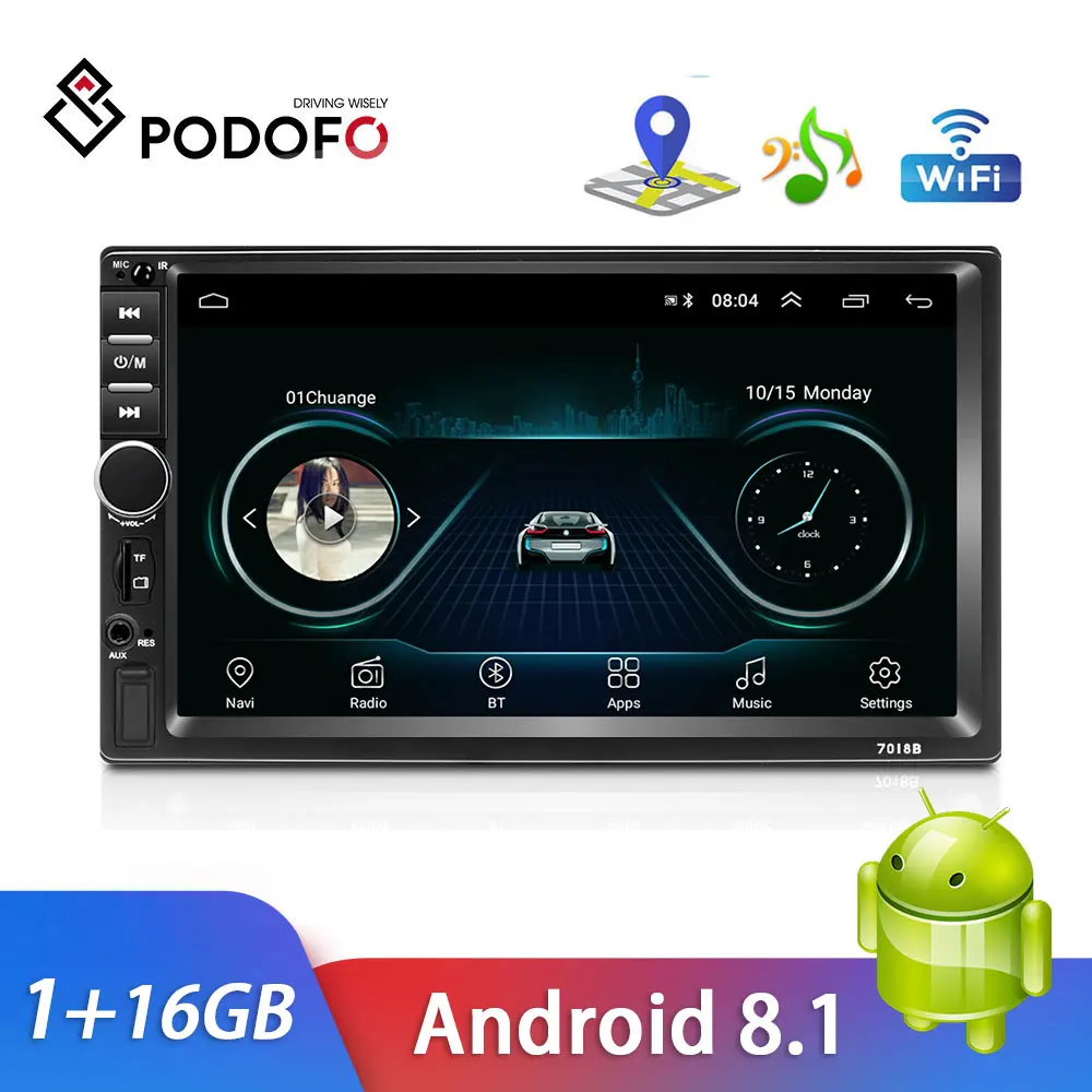 Автомагнитола Podofo 2 Din Android 8 1 7 дюймов GPS Bluetooth FM Wi Fi|Автомобильные радиоприемники| |