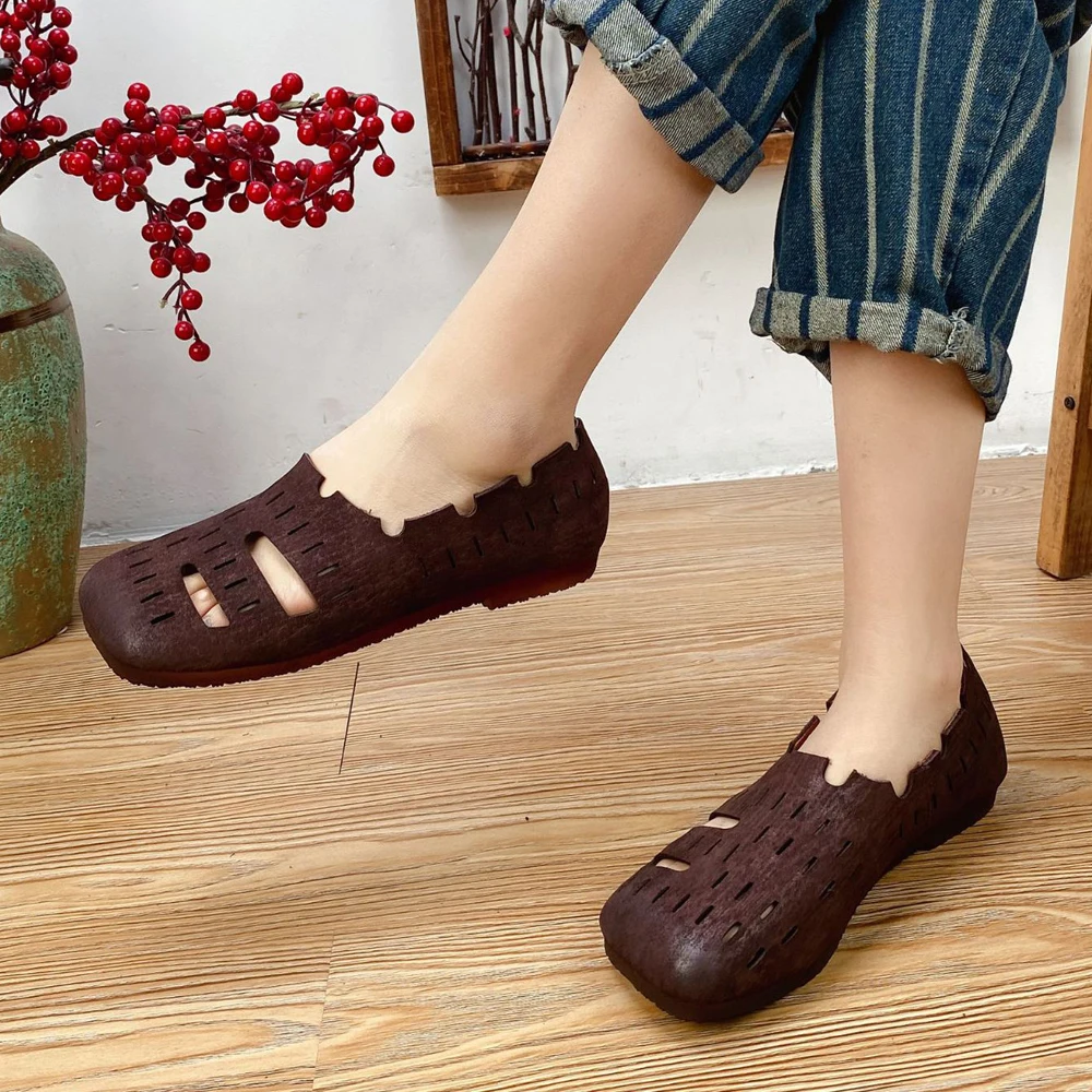 

Босоножки Birkuir женские с вырезами, оригинальная обувь с закрытым носком, мягкие сандалии из натуральной кожи, плоская подошва, лето 2021