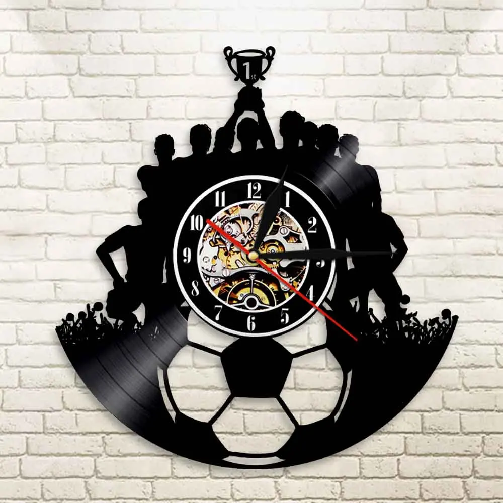 Виниловые часы для футбольных игр настенные с декором футбольной команды