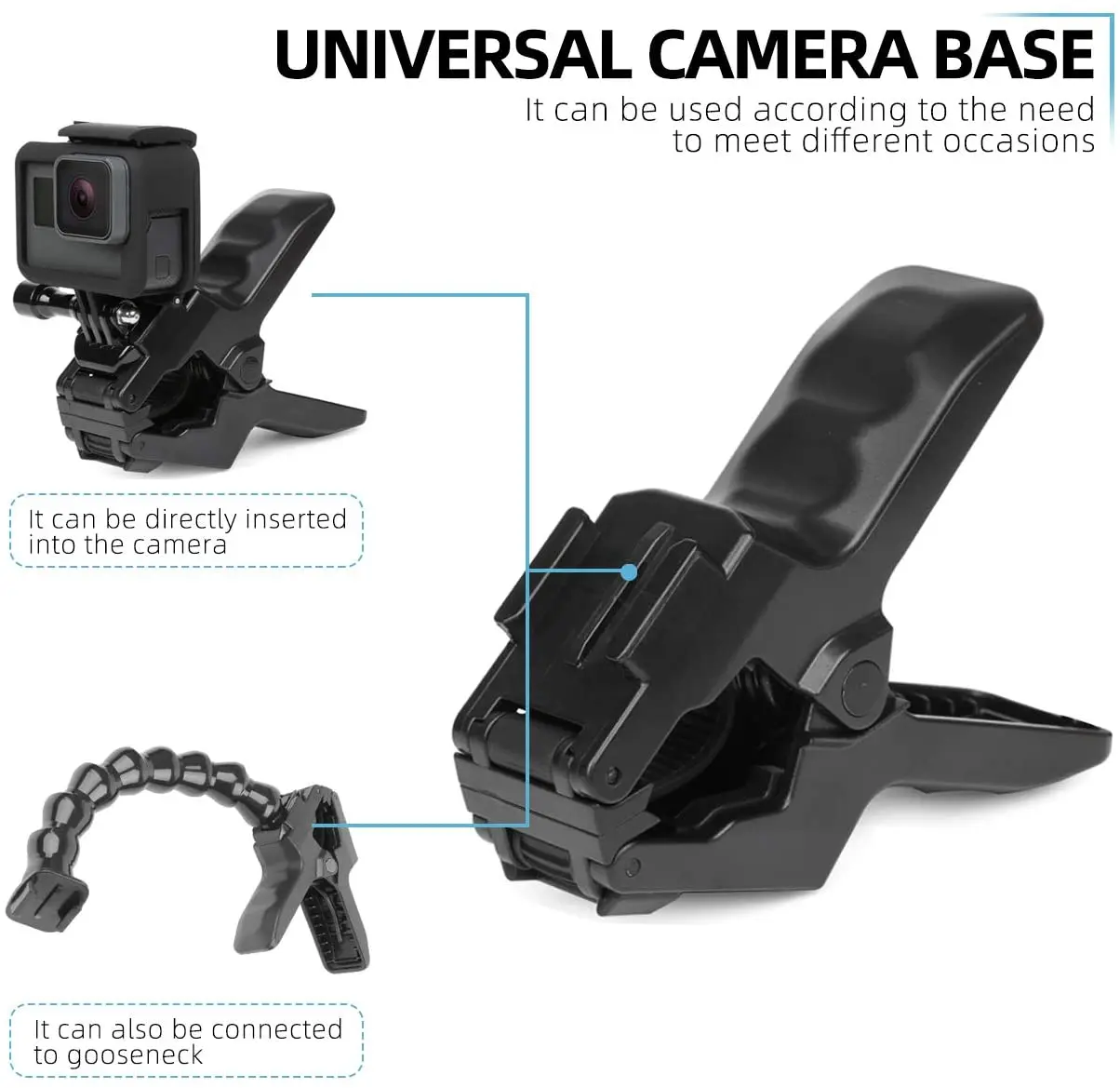 Hongdak Челюсти Гибкий зажим Крепление с гибкой регулируемой гусиной шеей для GoPro Hero