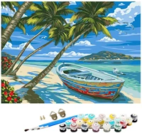 amtmbs boat docked by the sea view diy painting by numbers adults for drawing on canvas pictures by numbers wall painting decor