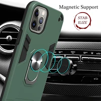 magnetic ring stand armor shockproof case for iphone 12 mini 11 pro max xr xs max se 2020 8 7 plus hard pc protective back cover