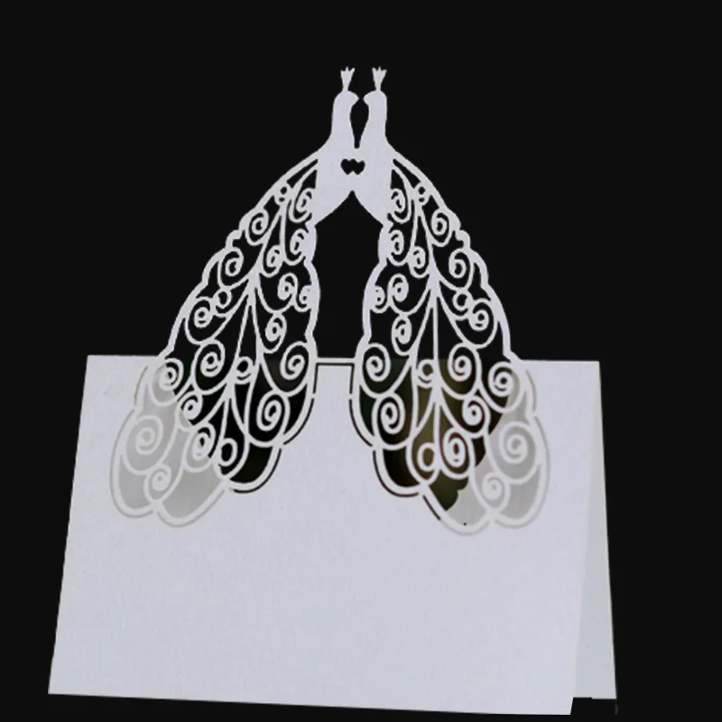 50 шт. Павлин лазерная резка настольный Имя Место карты открытки кружева имя