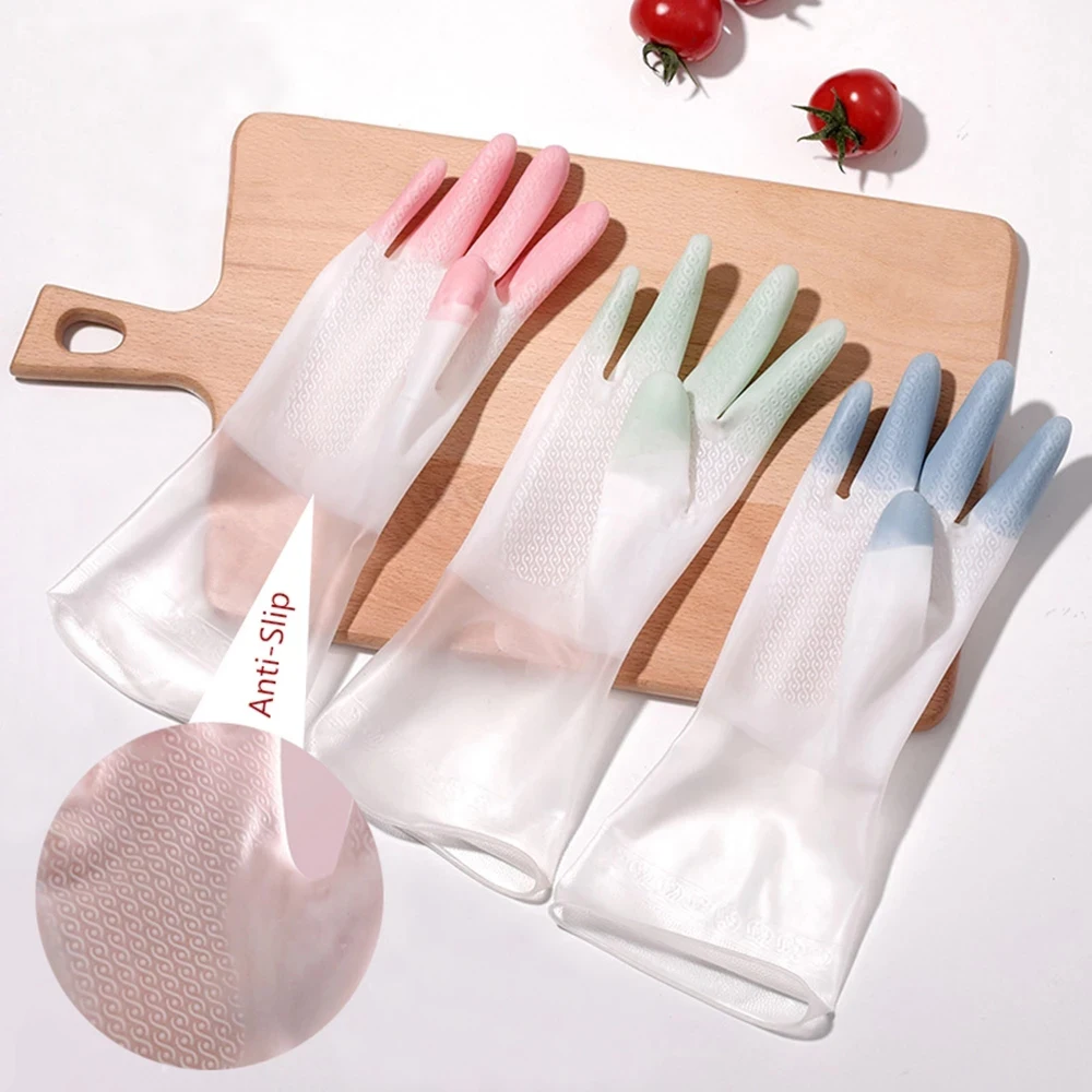 

2 пары в партии Кухня чистящие перчатки бытовой новые силиконовые перчатки для мытья посуды Кухня перчатки для мытья посуды для туалет для В...