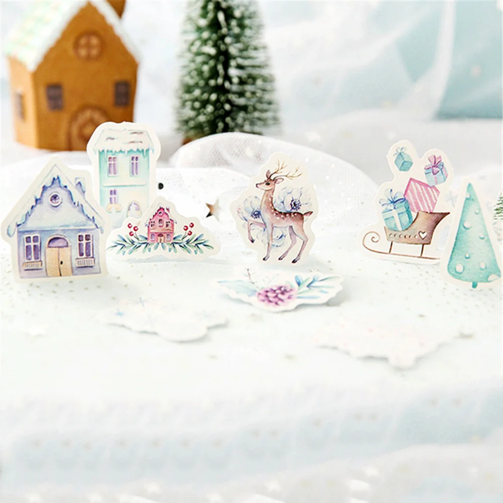 46 шт зимние европейские бумажные наклейки милые канцелярские принадлежности DIY