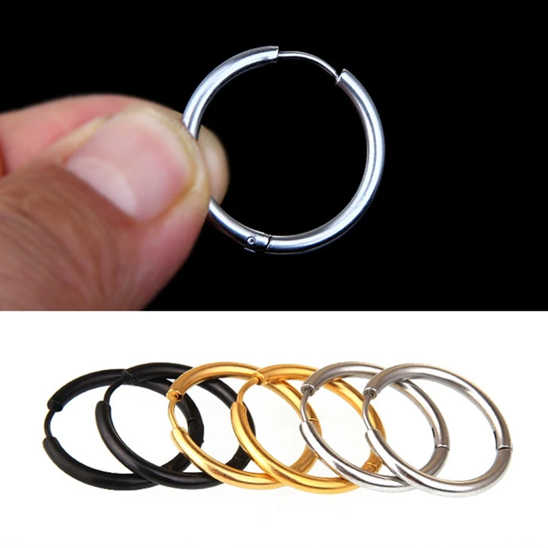 Серьги кольца круглые из нержавеющей стали гипоаллергенные украшения для ушей в