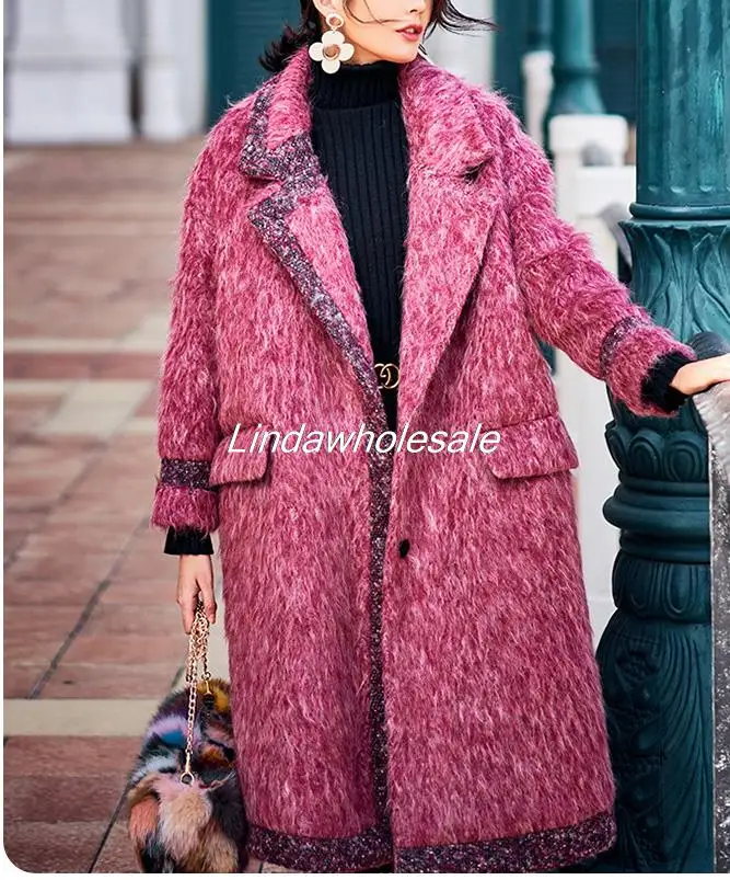 Двухцветная шерстяная мохеровая ткань модная повседневная куртка из полиэстера