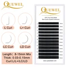 Ресницы для наращивания Quewel LL +LCLD, черные, матовые, 8-15 мм, индивидуальные классические накладные ресницы, смешанный лоток