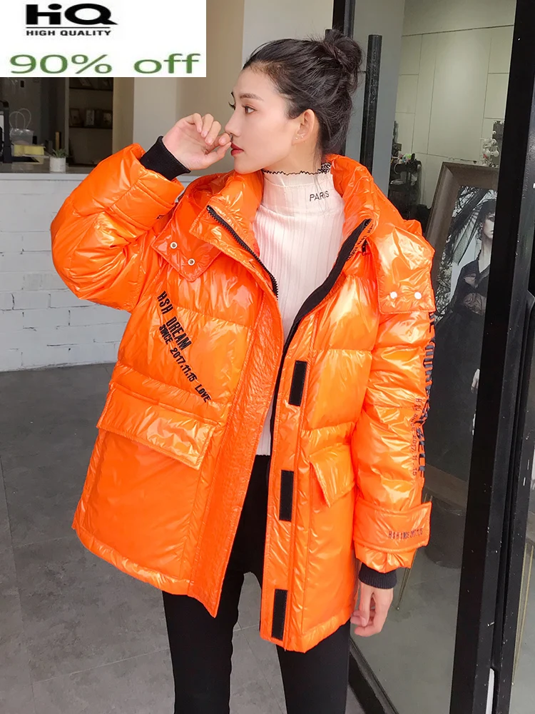 

Fashion Glossy Thicken Warm Hooded Parkas Jacket Female Winter Parkas Women's Down Jacket Coats Casaco Feminino Inverno 192