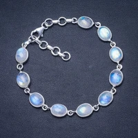 natural rainbow moonstone 925 sterling silver bracelet 7 14 8 14 q2820