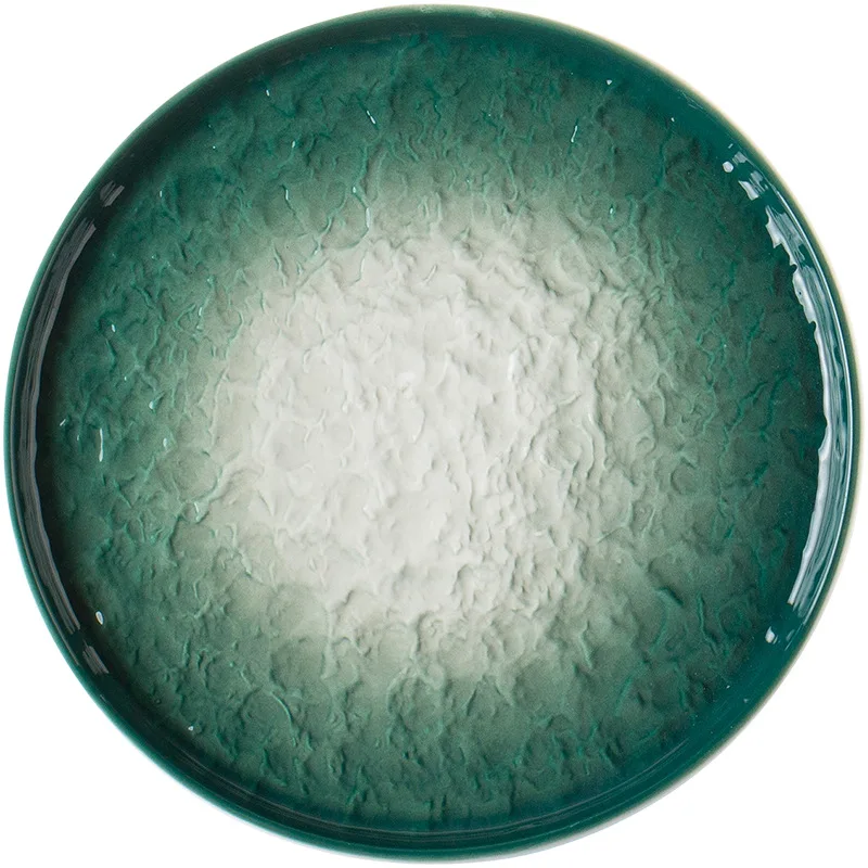 

Nordic Western Steak Plate Home Creative Dish Ceramic Round Flat Plate Underglaze Color Gradient Thickened Noodle Plate