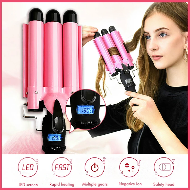 

Professional Triple Barrel Hair Curler Curling Iron Ceramic Egg Roll Hair Styling Tools Styler Wand Curler Irons