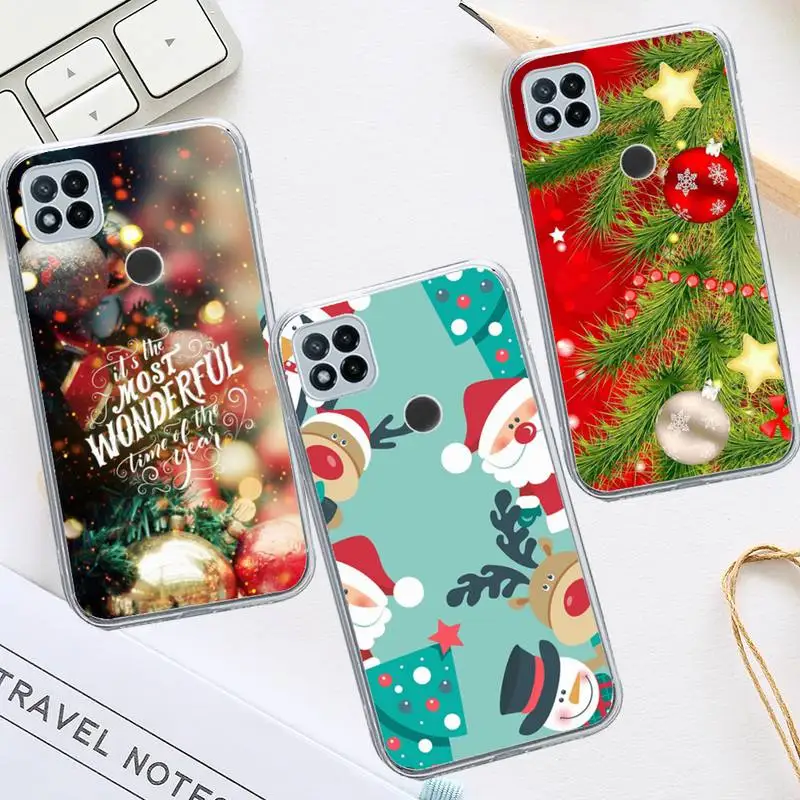 

Christmas Santa Reindeer Tree Phone Case Transparent for Xiaomi redmi note 8 9 10 11 t lite pro ultra mix 4 k40