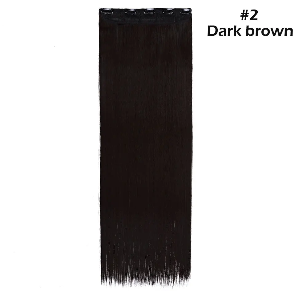 dark brown S-noilite падение до бедер клип в один кусок волос для наращивания 3/4 головы 5 клипс прямые синтетические волосы - Цвет: dark brown
