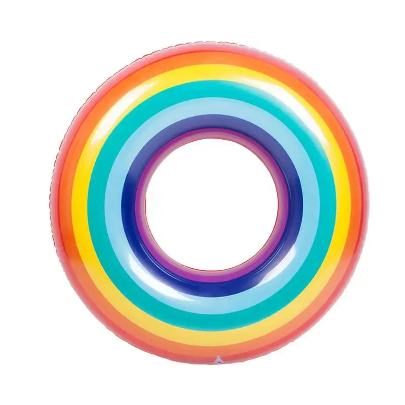 

1PC Thicken Rainbow Pattern Inflatable Swimming Ring Safety Aid Float Seat Ring For Adults 320/700g