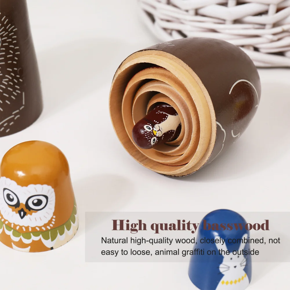 

ULTNICE 5 Pcs Nesting Dolls Adorable Brown Bear Russian Stacking Dolls Collection