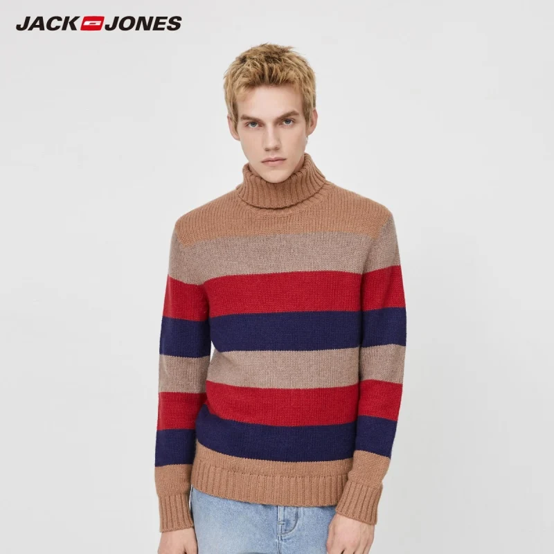 JackJones Для мужчин в контрастную полоску с высоким горлом элегантный дизайн шерстяной свитер Для мужчин Клянемся | 219425508 от AliExpress RU&CIS NEW