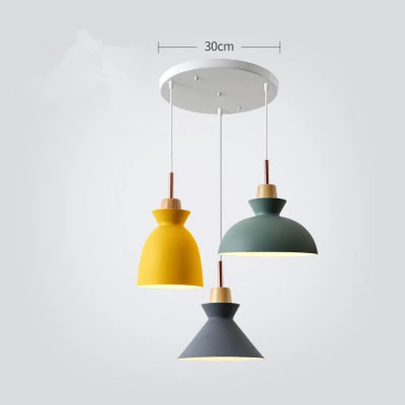 Fashion creative Modern wood colorful Pendant Lights Minimalist design lamp restaurant bar coffee Dining Room | Лампы и освещение
