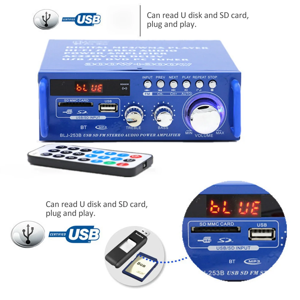 Новинка 600 Вт домашние/Автомобильные усилители звука HIFI цифровой bluetooth усилитель