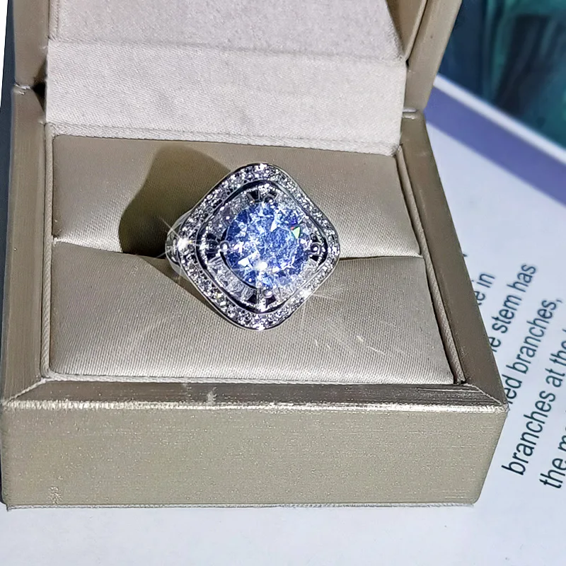 

Moissan Diamond Square Pendant Adjustable Ring Necklaces Earrings for women Jewelry Set 4 Pieces Ladies Jewelry 2021 Trend