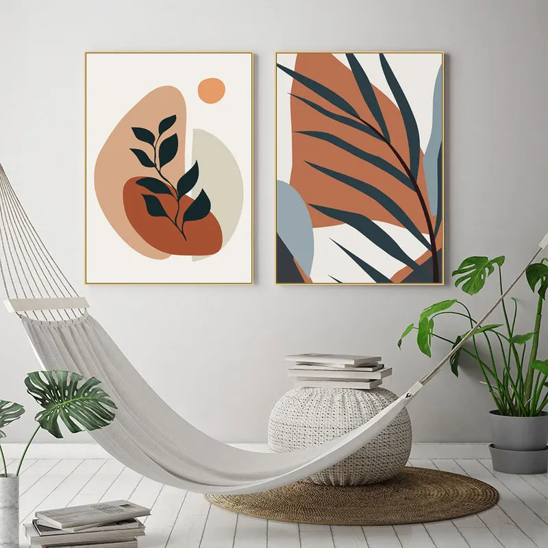 Abstract Modern Tropical Plants Flower Canvas Painting Geometry Art Nordic Posters and Prints Wall Picture for Living Room Decor | Дом и сад
