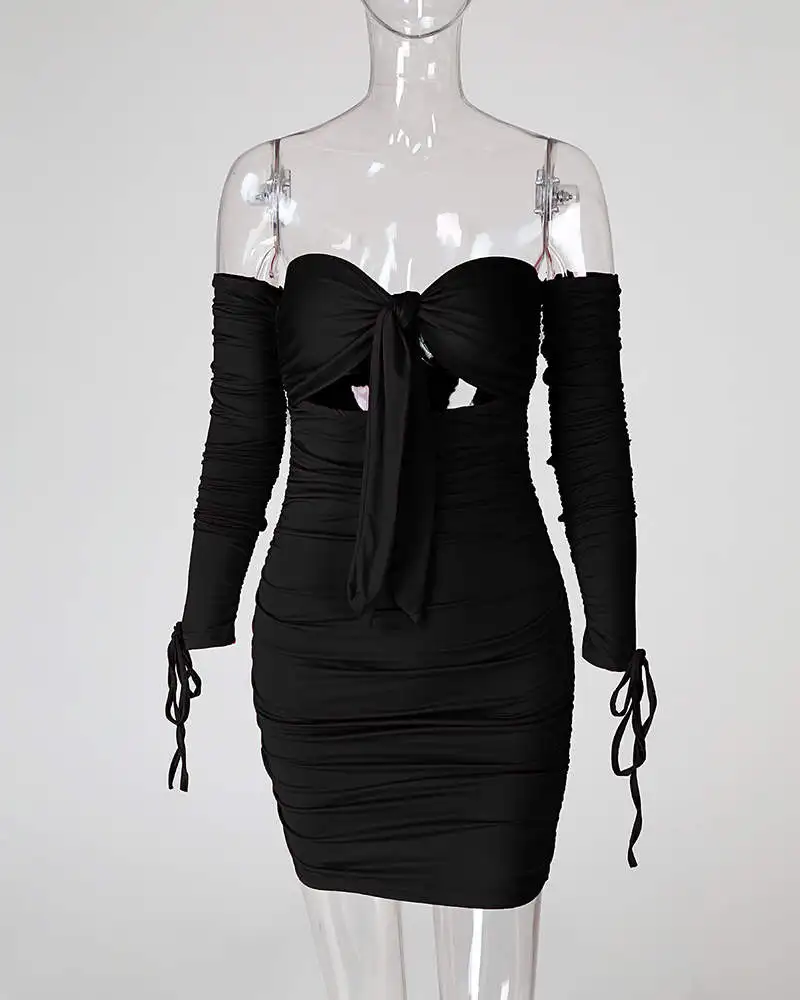 Женское платье на шнуровке с открытыми плечами соблазнительные однотонные