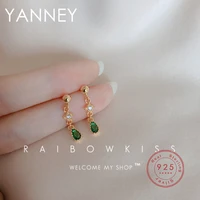 yanney silver color emerald drop zircon stud earrings fashion women girls simple luxury jewelry christmas gifts