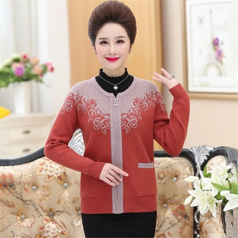 Кардиган женский вязаный с длинным рукавом и цветами весна-осень 903