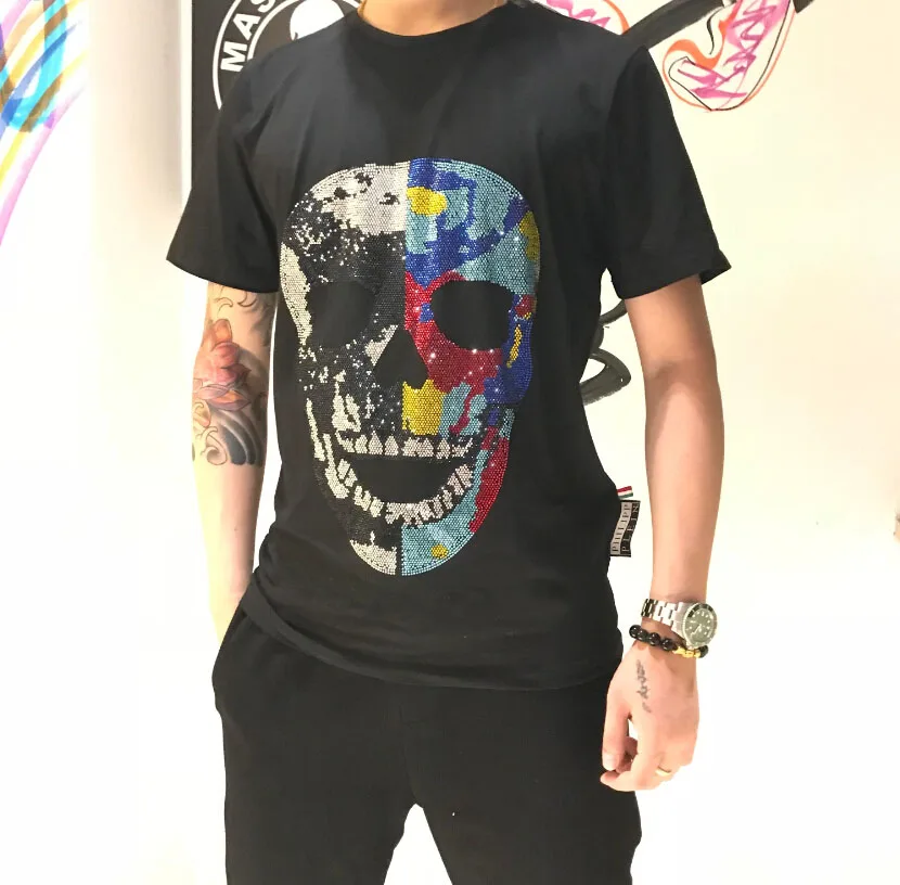 

Summer Hip Hop T Shirts Men Diamonds T-Shirt Men man and women Hot drill Streetwear Tshirts Short Sleeve Casual Top Cotton