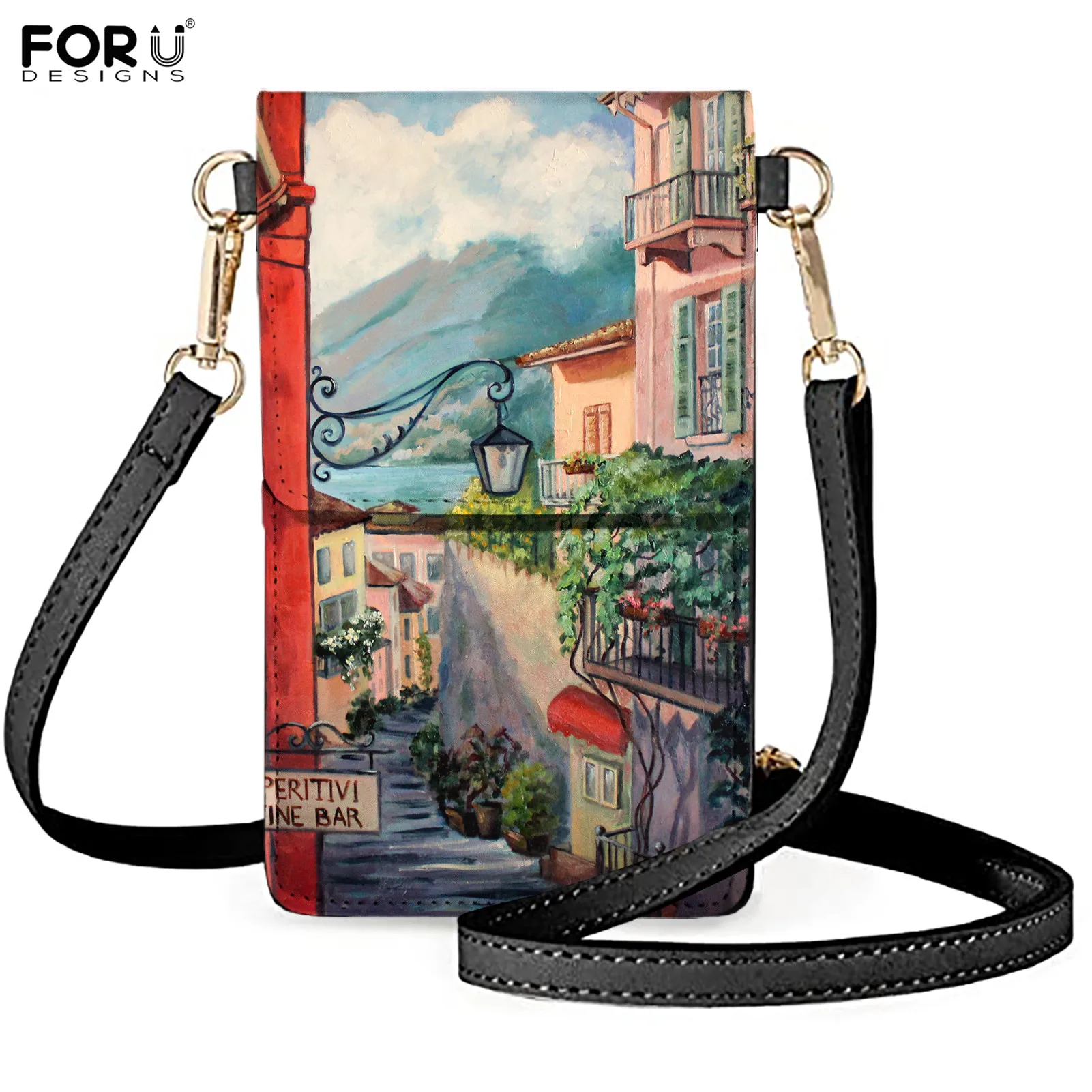 

FORUDESIGNS Ladies Crossbody Cell Phone Shoulder Bag Pouch Case Beautiful Landscape Pictures Cell Phone Neck Pouch Bolsa Mujer
