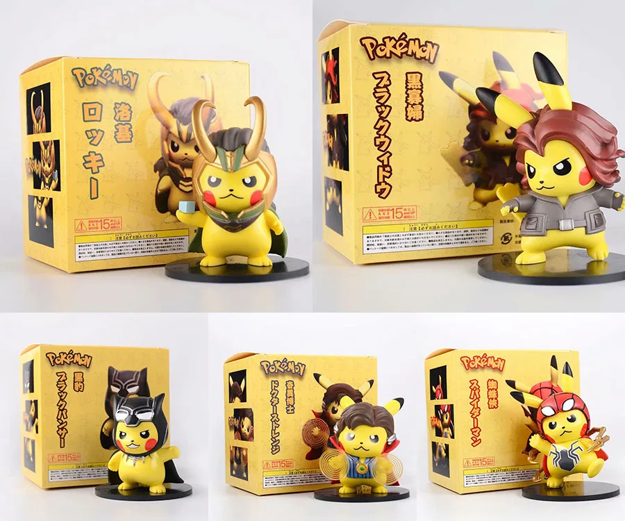 

Pikachu Cosplay Avengers Iron Man Spiderman Pikachu Pokemon with Original Box Limited Collection Model New Year Birthday Gift